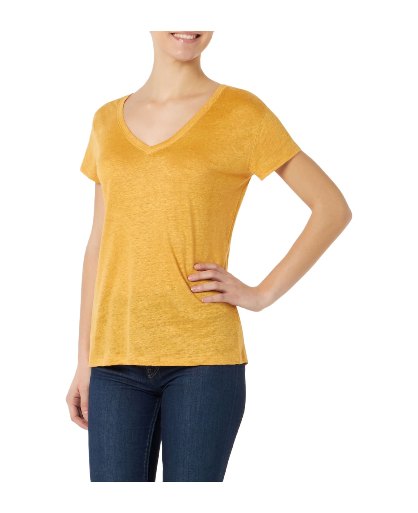 MC2 Saint Barth Woman Ochre Linen T-shirt - YELLOW