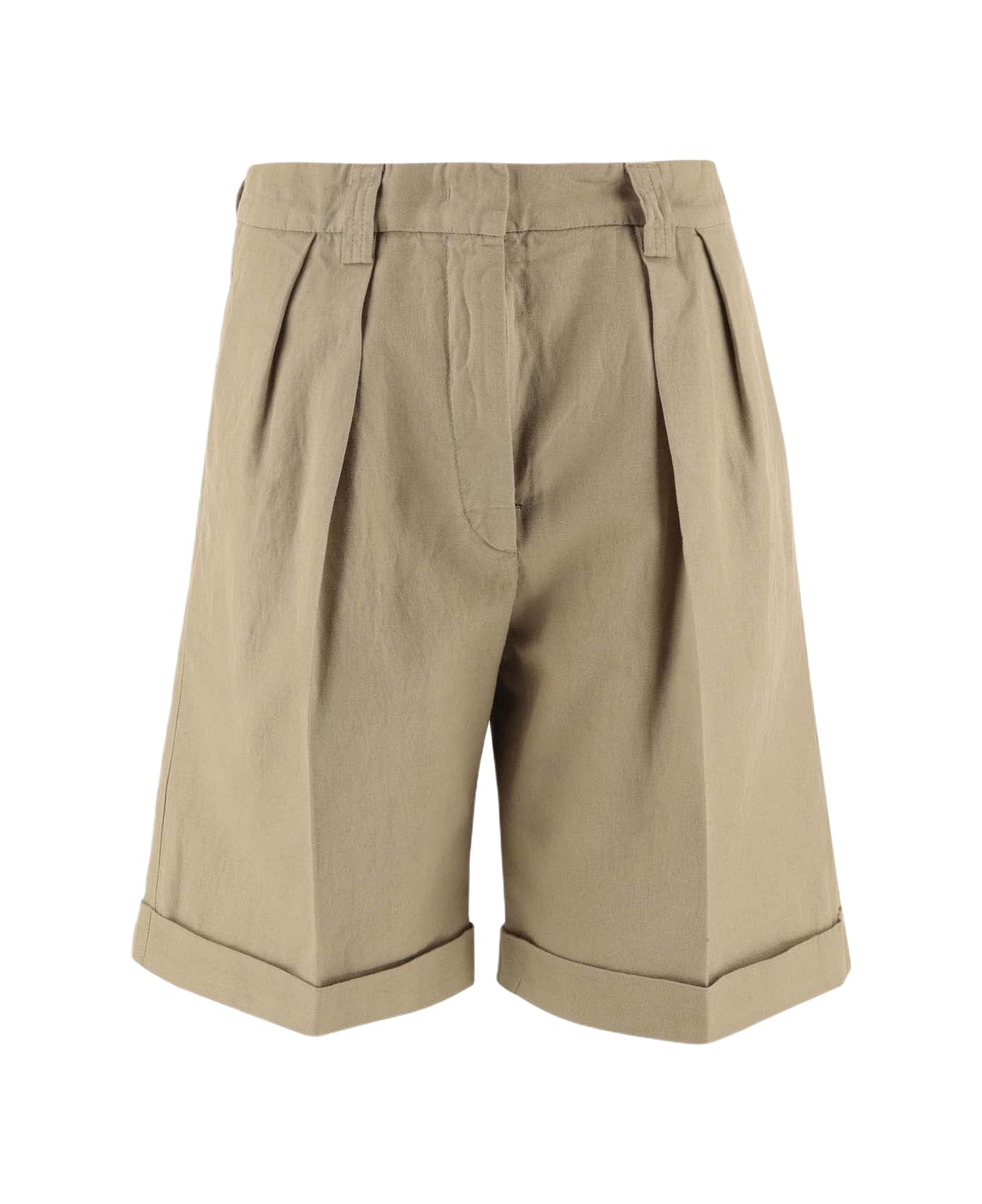 Aspesi Cotton And Linen Short Pants - Beige