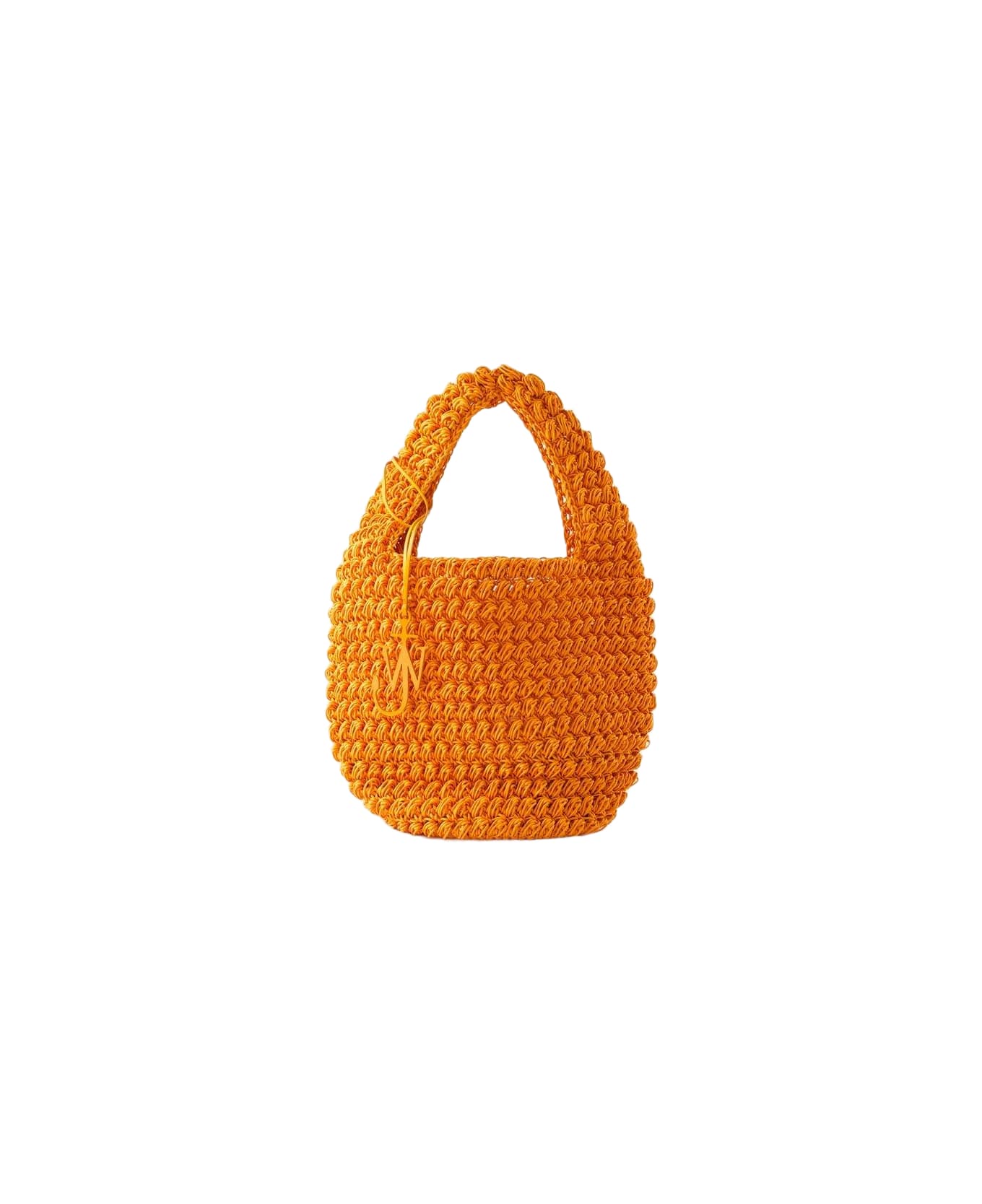 J.W. Anderson Logo Charm Popcorn Large Basket Bag - Orange
