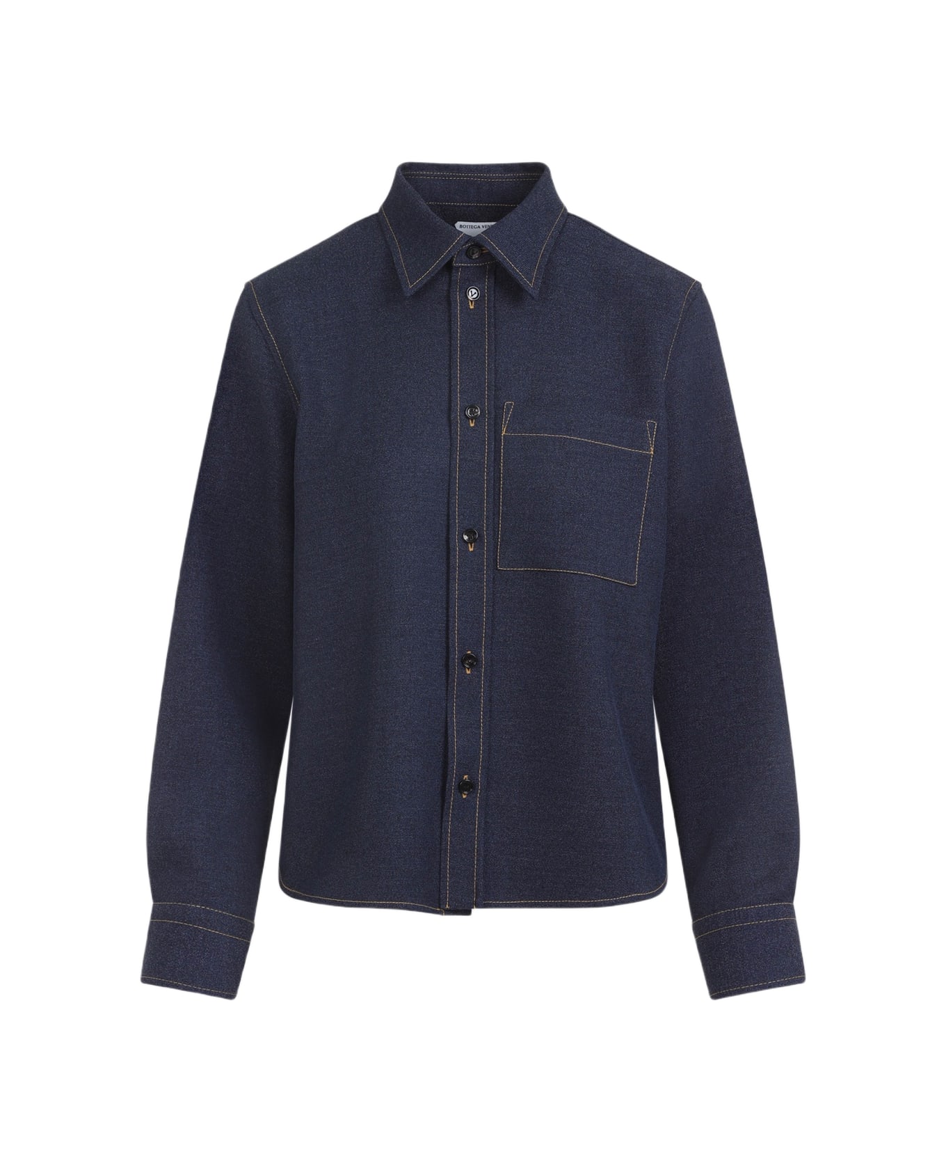 Bottega Veneta Wool Drill Shirt - Dark Indigo