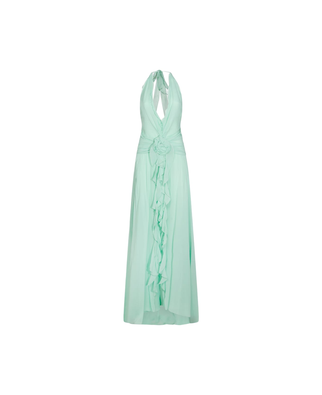Blumarine Light Green Viscose Dress - GREEN LILY