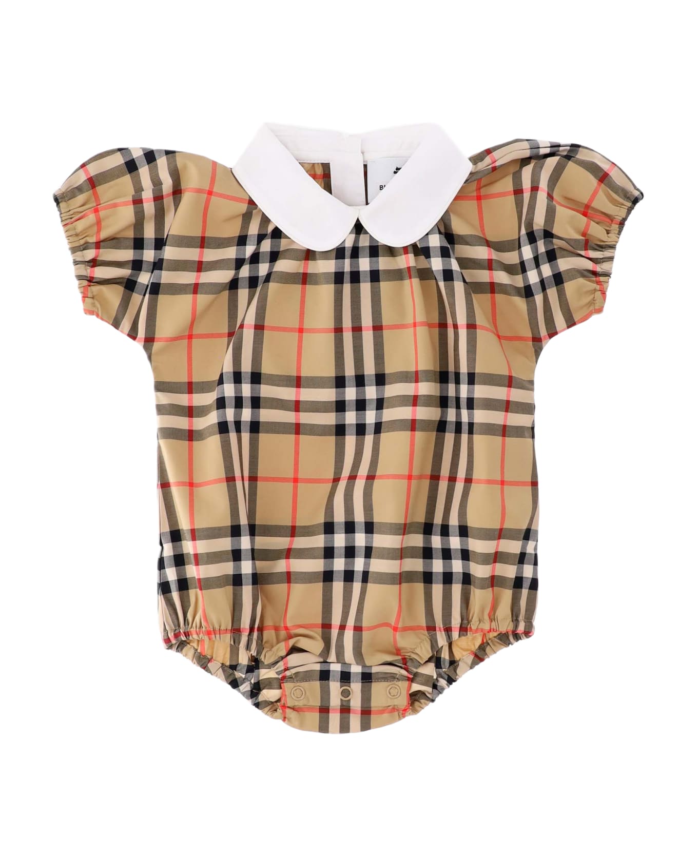 Burberry Stretch Cotton Bodysuit With Vintage Check Pattern - Red