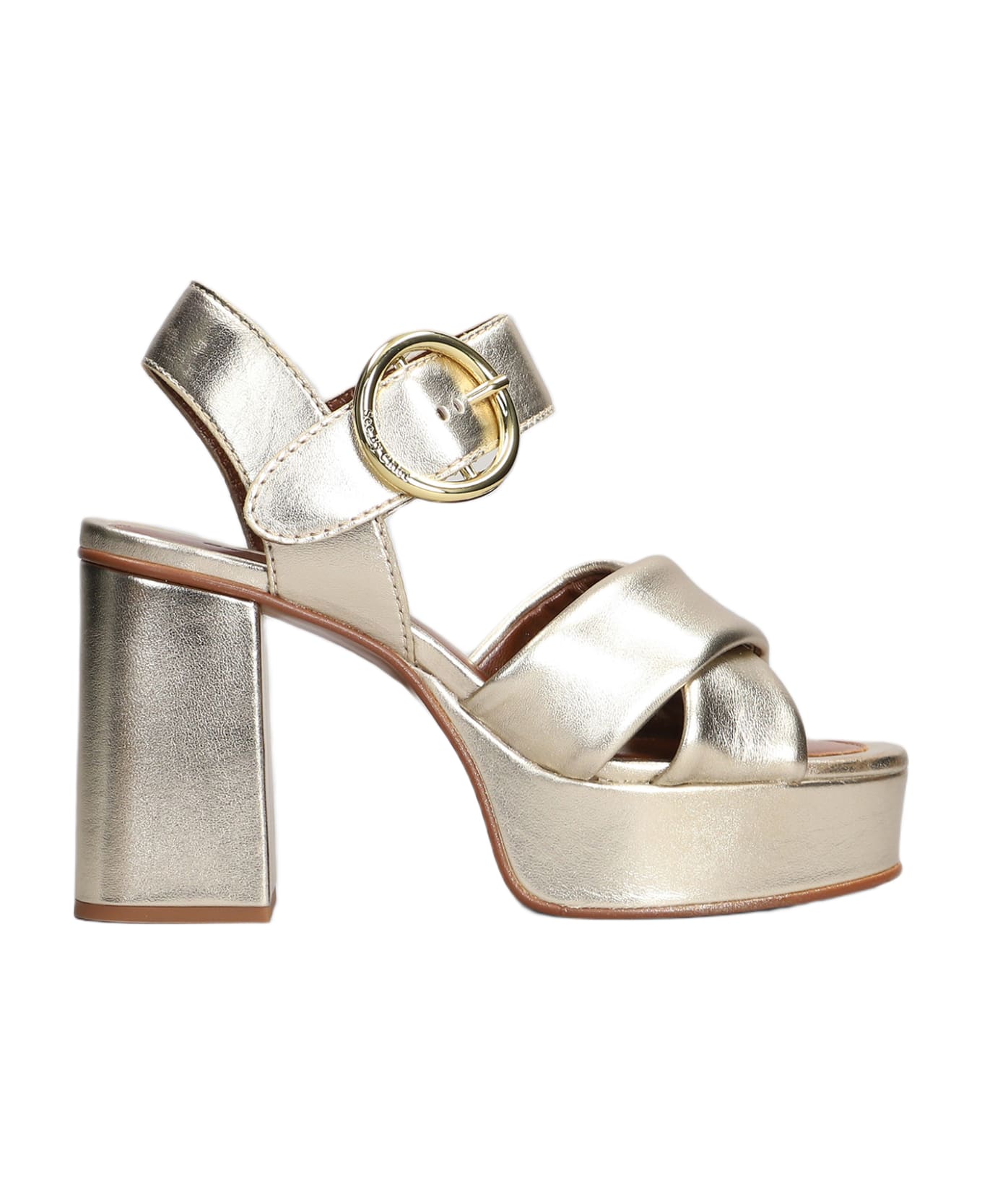 See by Chloé Lyna Sandals In Platinum Leather - platinum
