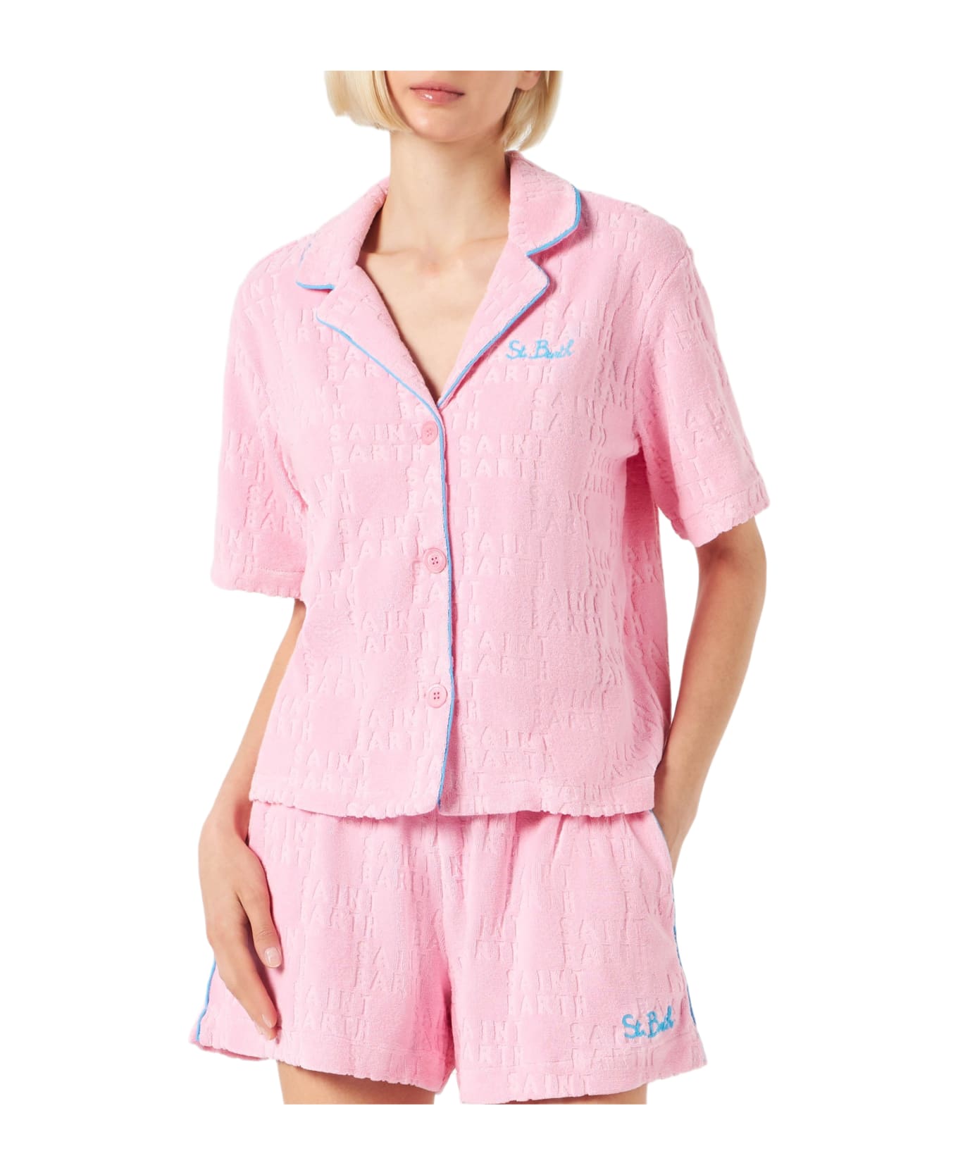 MC2 Saint Barth Woman Terry Embossed Shirt With Piping - PINK