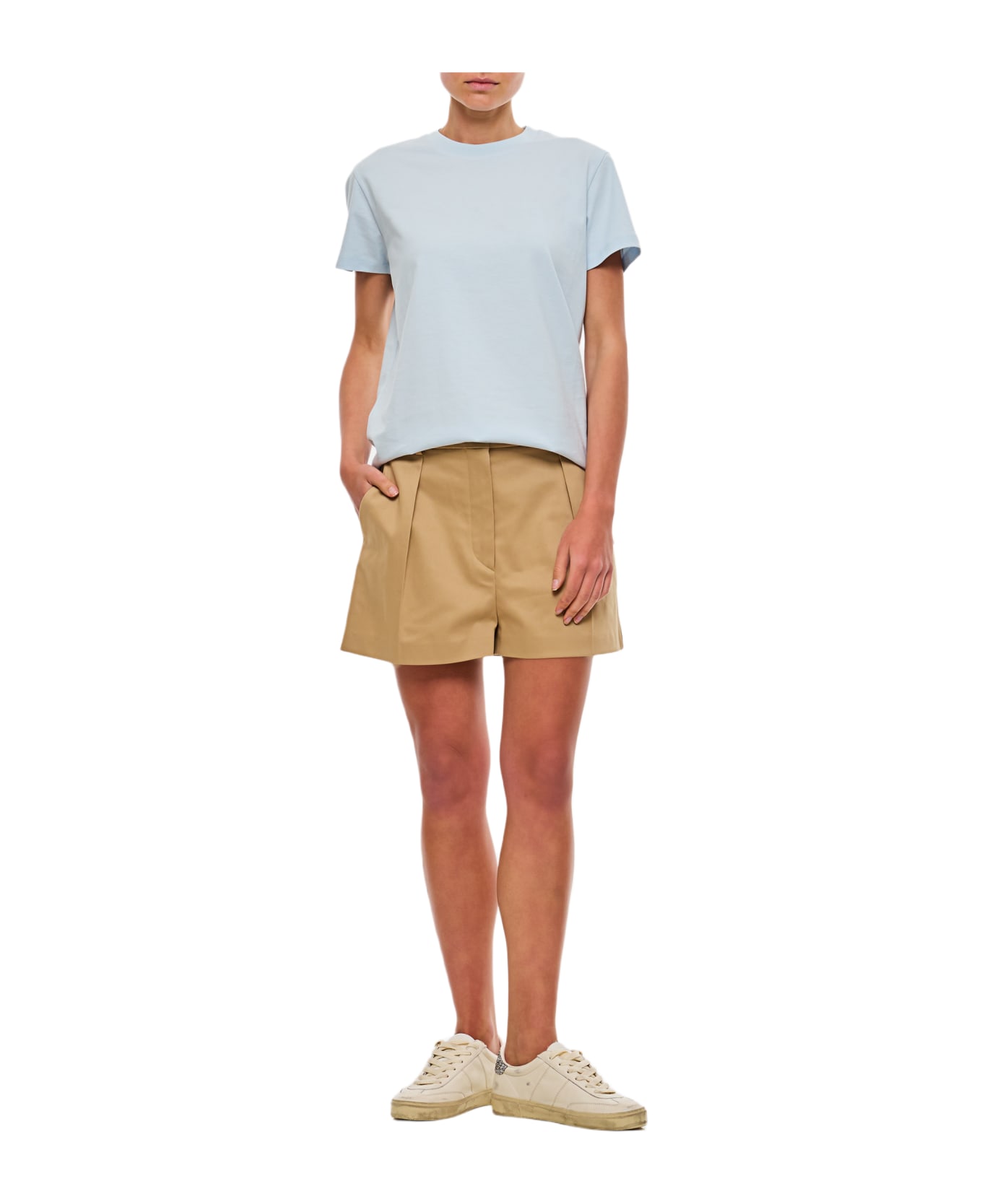SportMax Unico Gabardine Shorts - Beige Tシャツ
