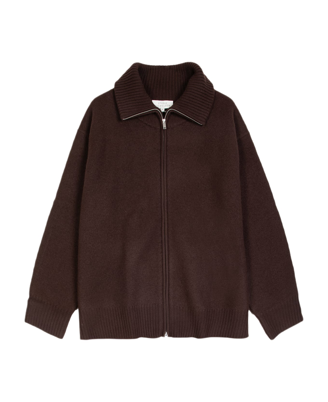 Studio Nicholson Knitwear - 5gg Boiled Wool Half Zip Jumper Brown boiled  wool cardigan with metal zip - Iwaki | italist, ALWAYS LIKE A SALE