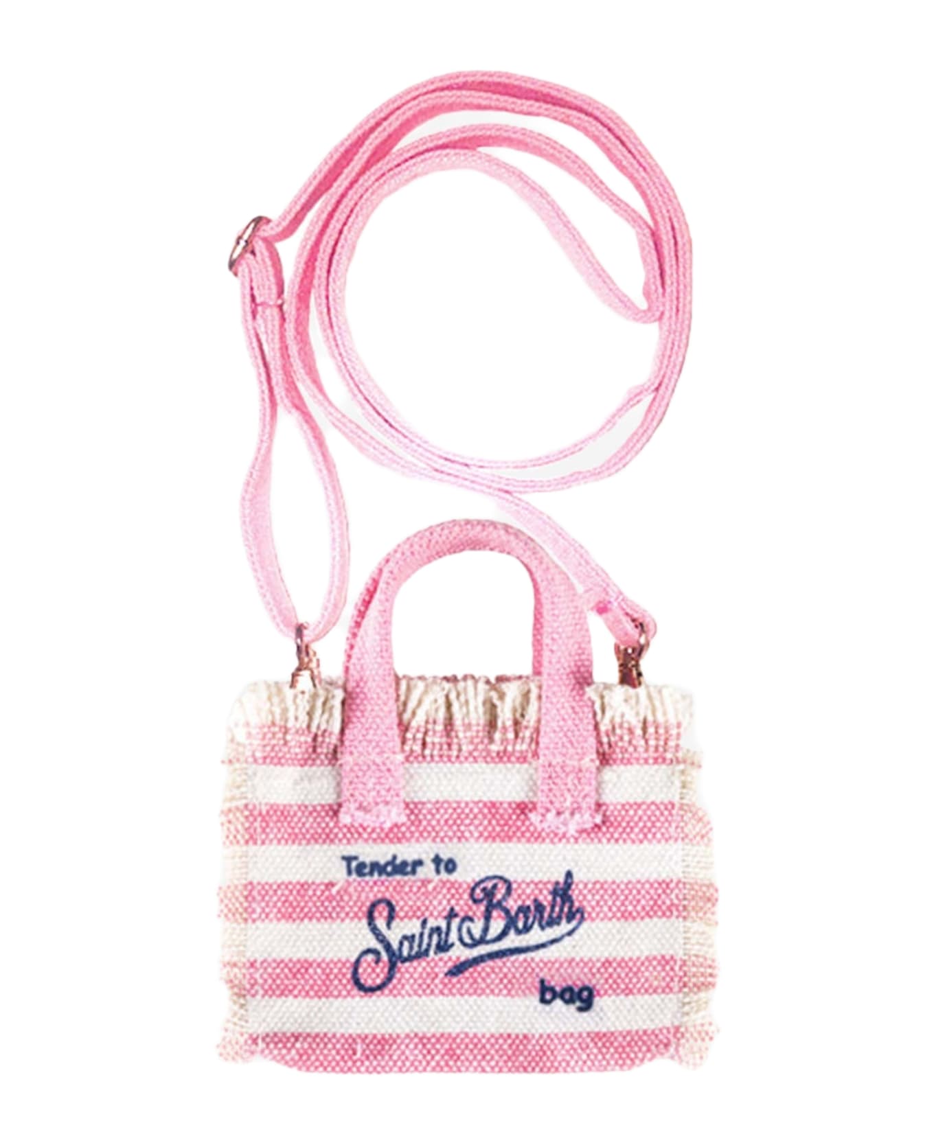 MC2 Saint Barth Pink Striped Canvas Key Holder With Shoulder Strap - PINK