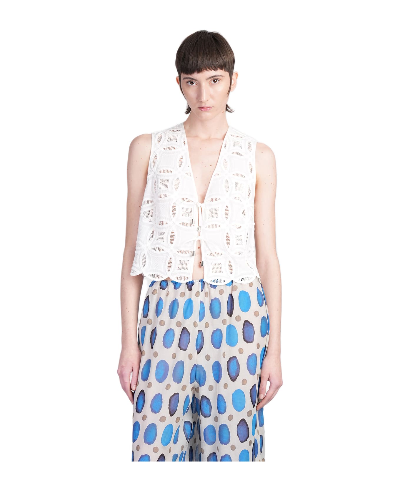Holy Caftan Vivi Vest In White Cotton - white