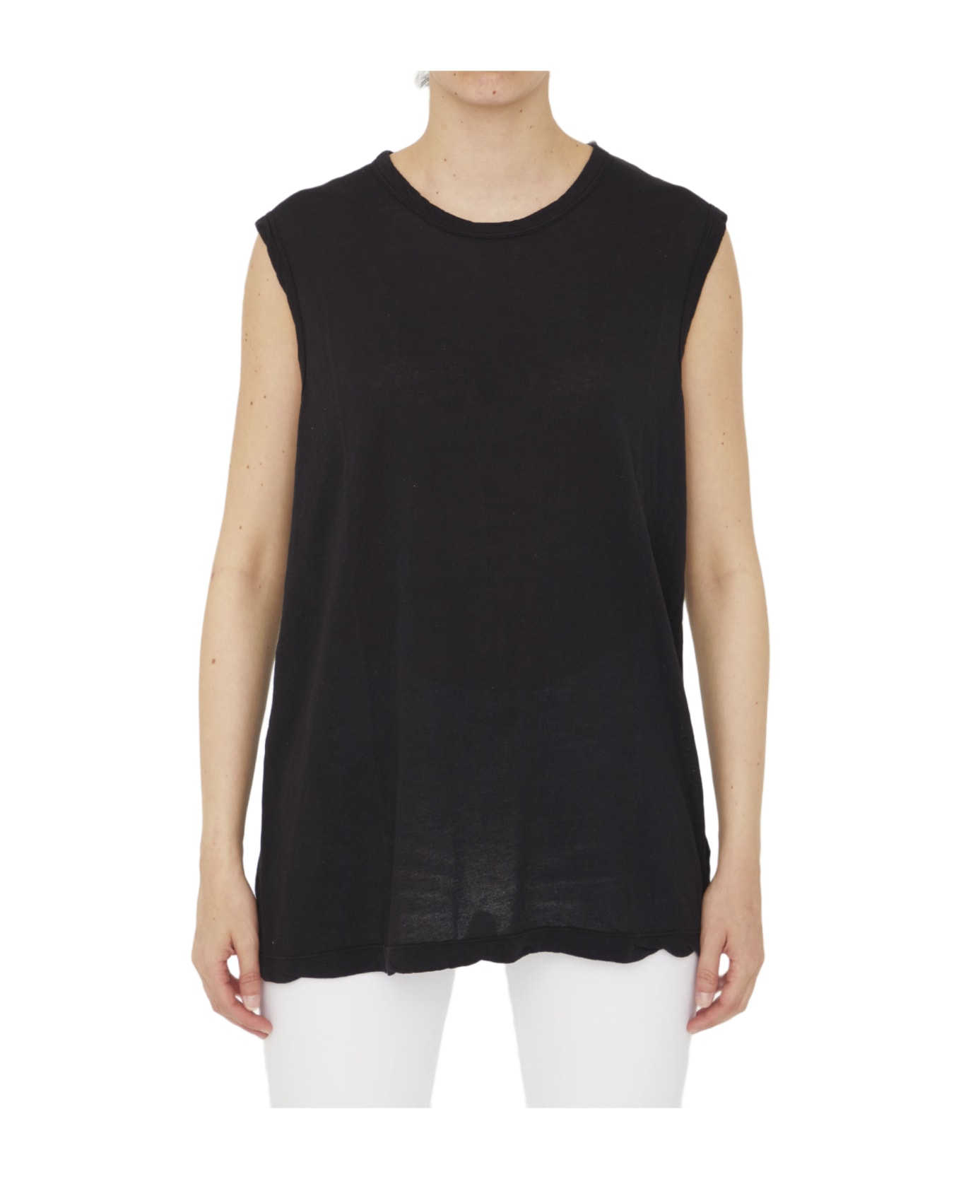 James Perse Cotton Sleeveless T-shirt - BLACK