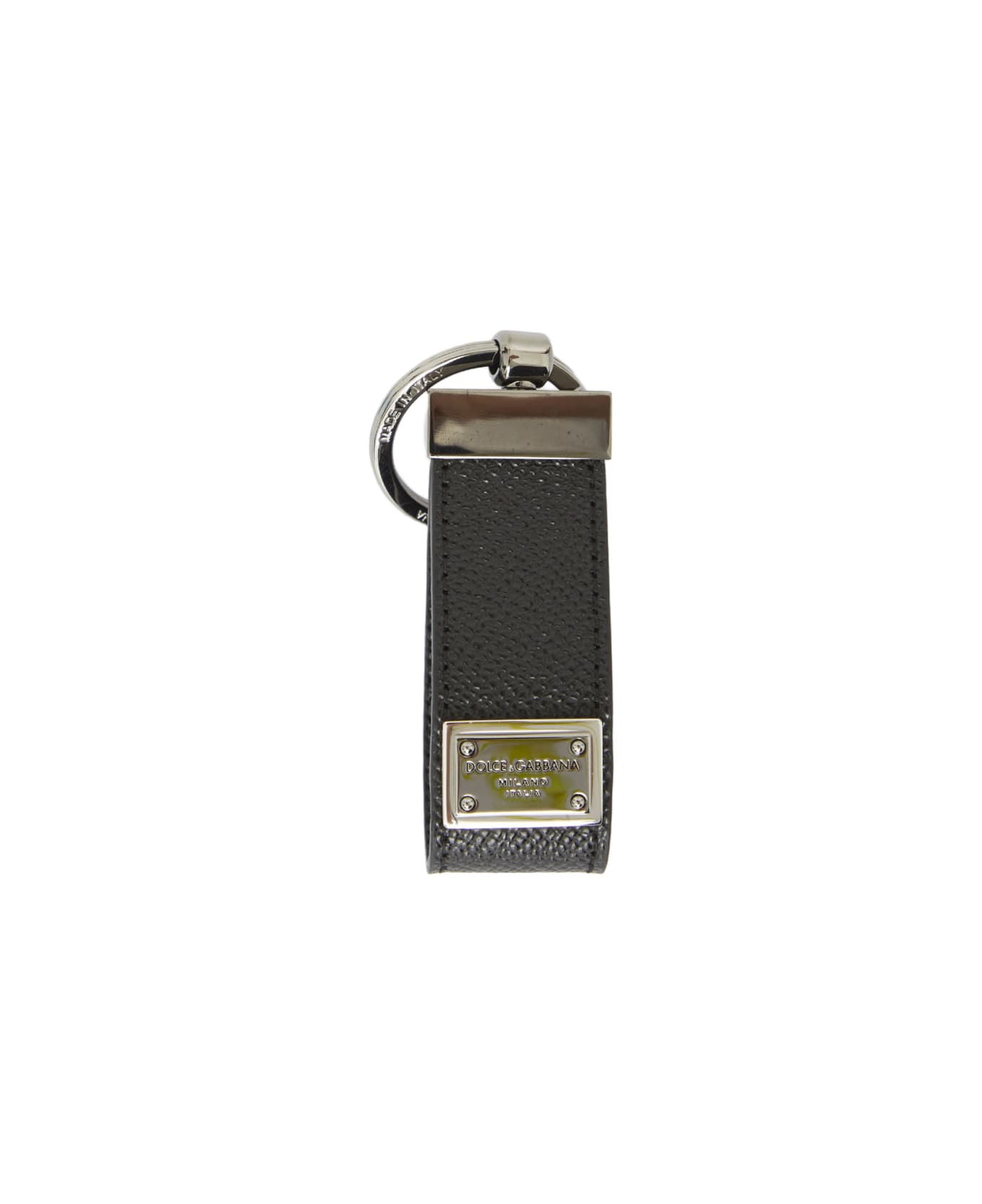 Dolce & Gabbana Black Leather Key Chain - Nero