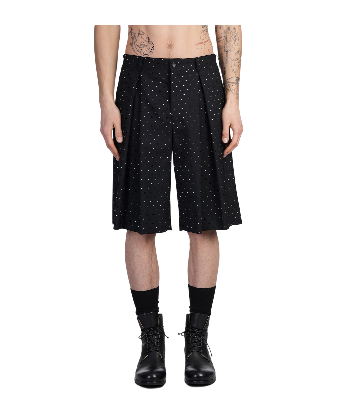 Comme Des Garçons Homme Plus Shorts In Black Wool - black