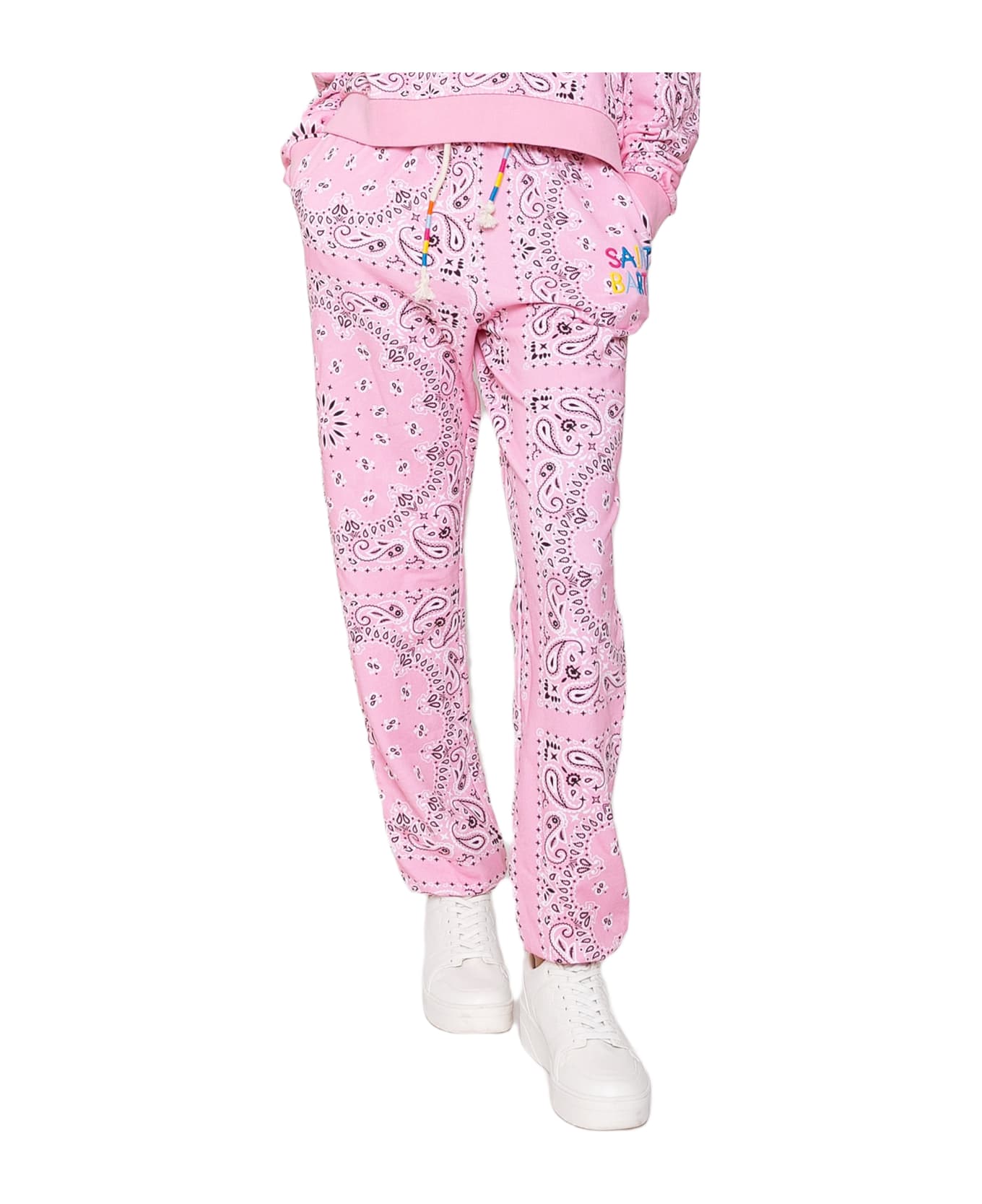 MC2 Saint Barth Cotton Bandanna Joggers With Saint Barth Embroidery - PINK