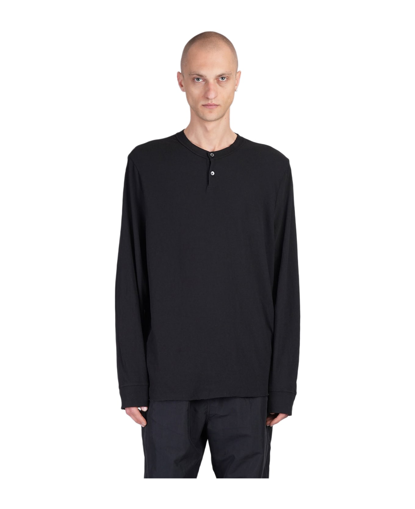 James Perse Polo In Black Cotton - black