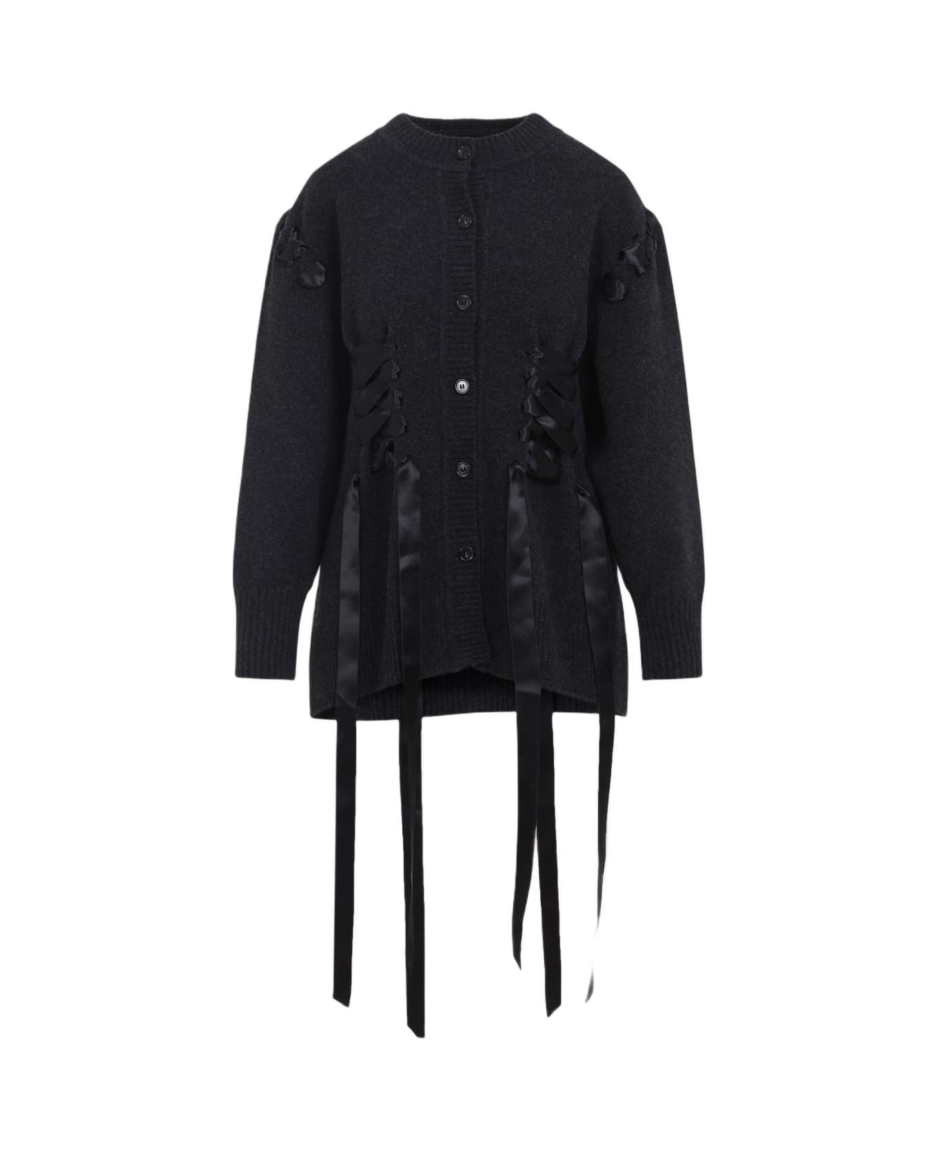 Simone Rocha Sculpted Ribbon Corset Cardigan - Charcoal