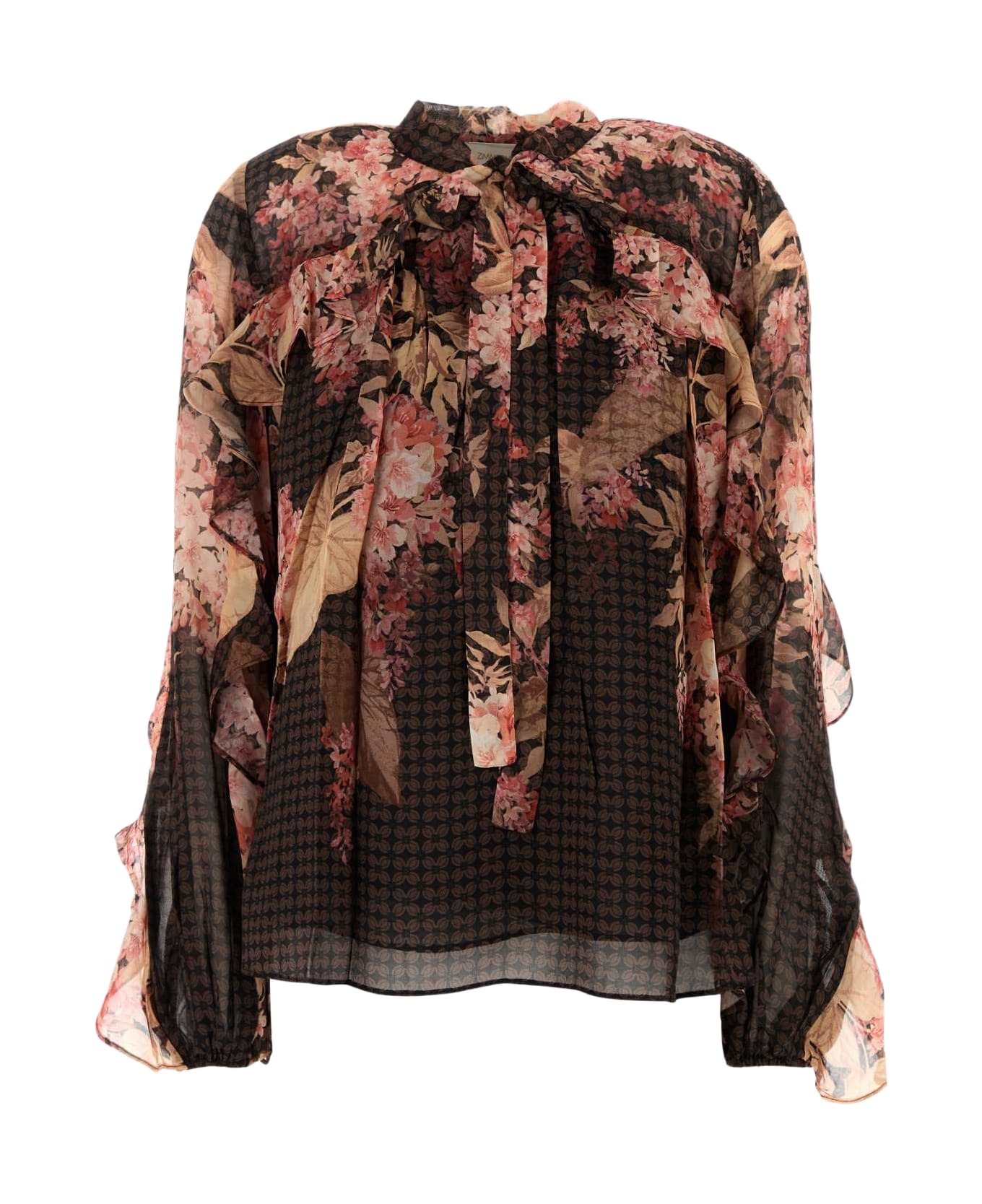 Zimmermann Printed Crepe Illuminate Blouse - BLACKFLORAL