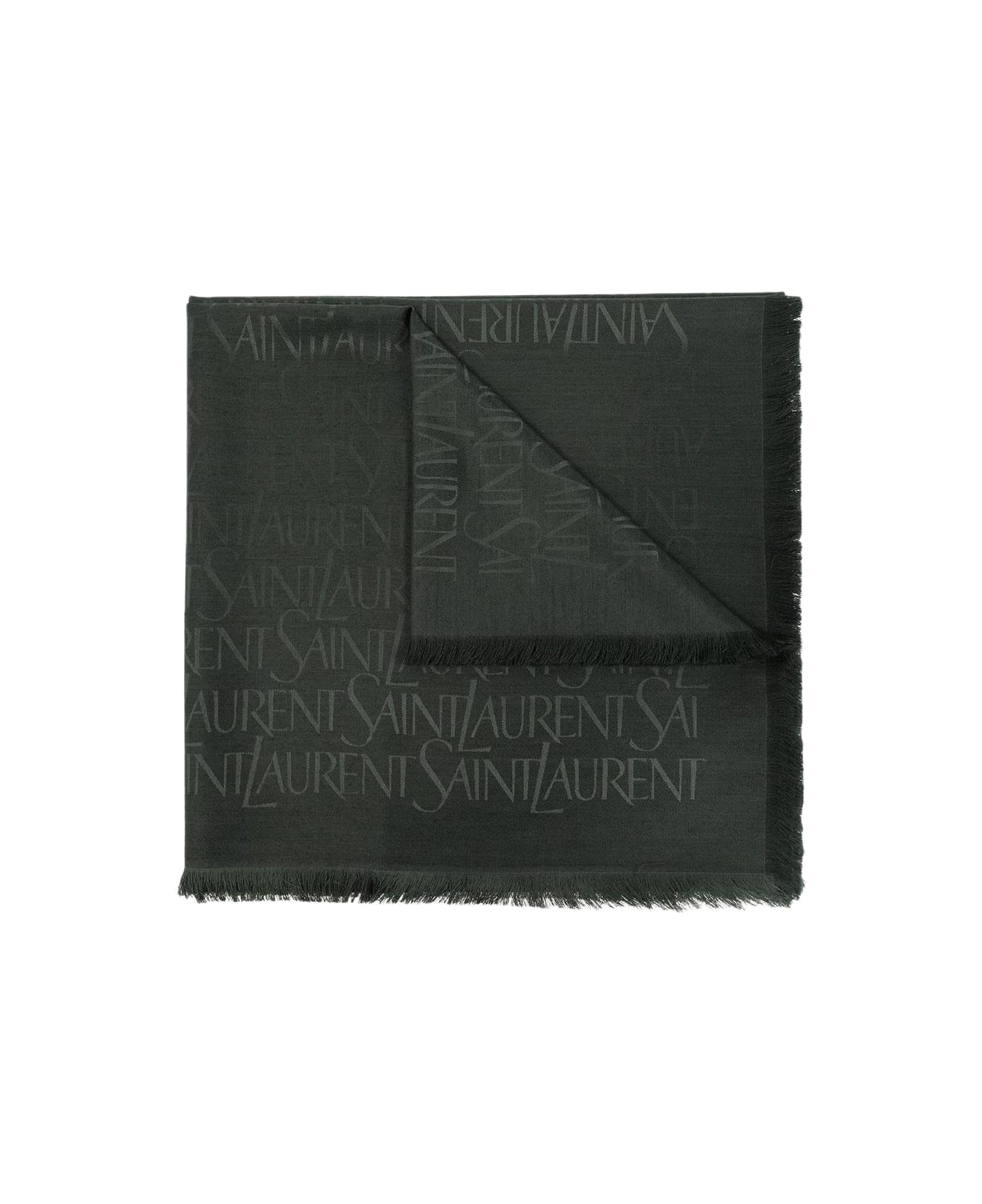 Saint Laurent Monogrammed Shawl - Dark green bottle