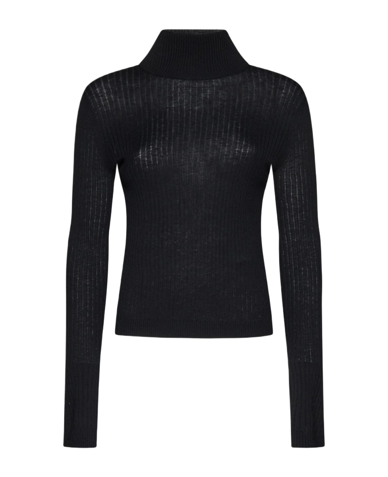 Max Mara Studio Sax Ribbed Turtleneck Sweater - BLACK ニットウェア