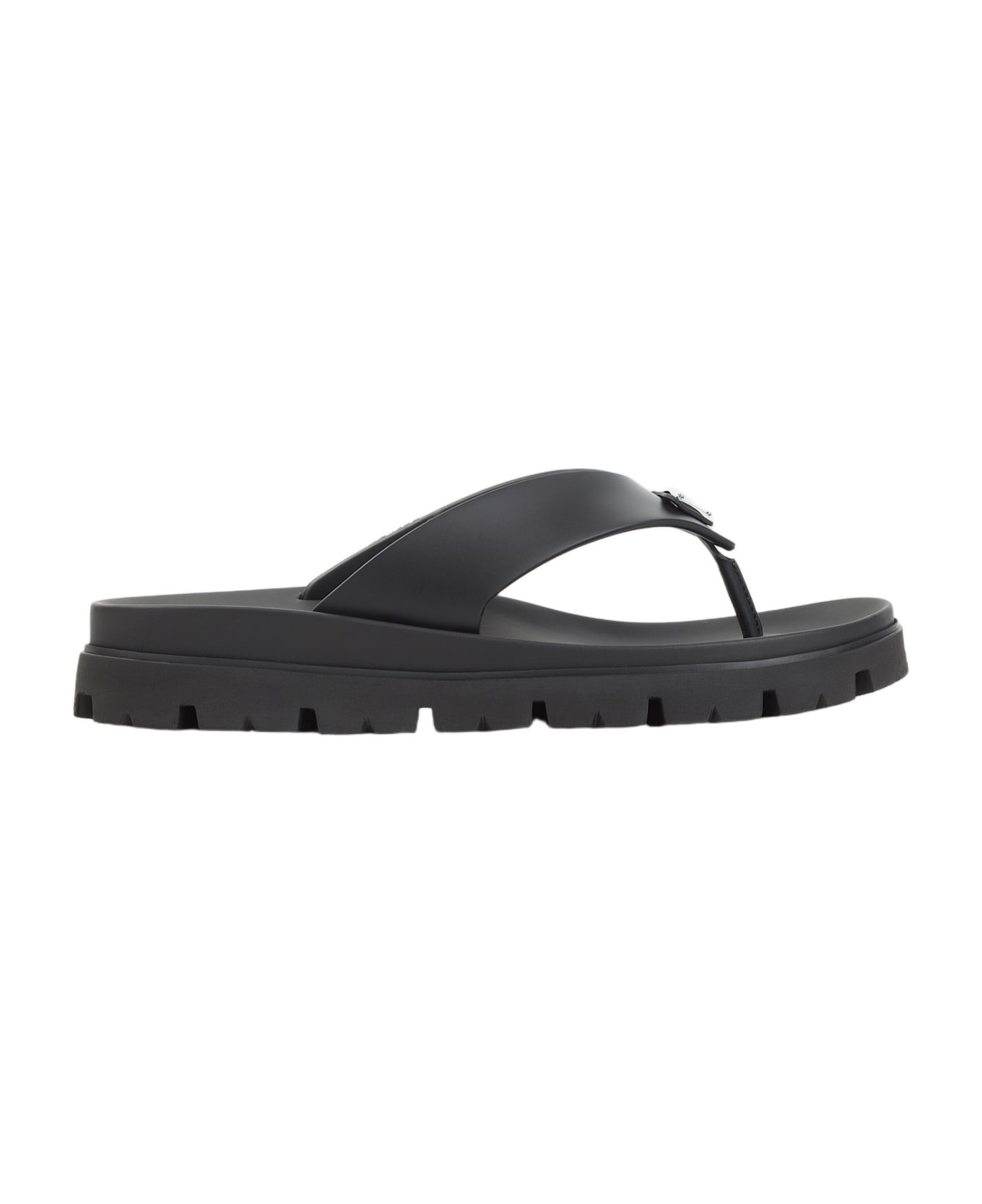 Prada Soft Cage Thongs Sandals - Nero