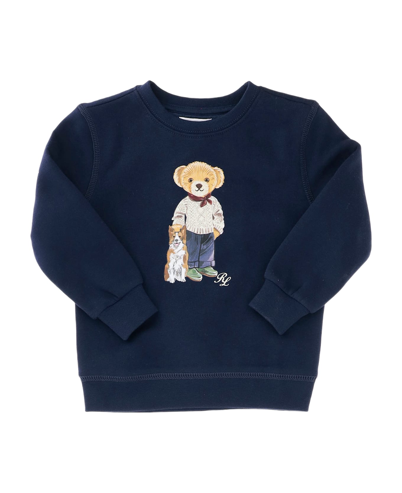Ralph Lauren Cotton Blend Sweatshirt With Polo Bear Pattern - Blu