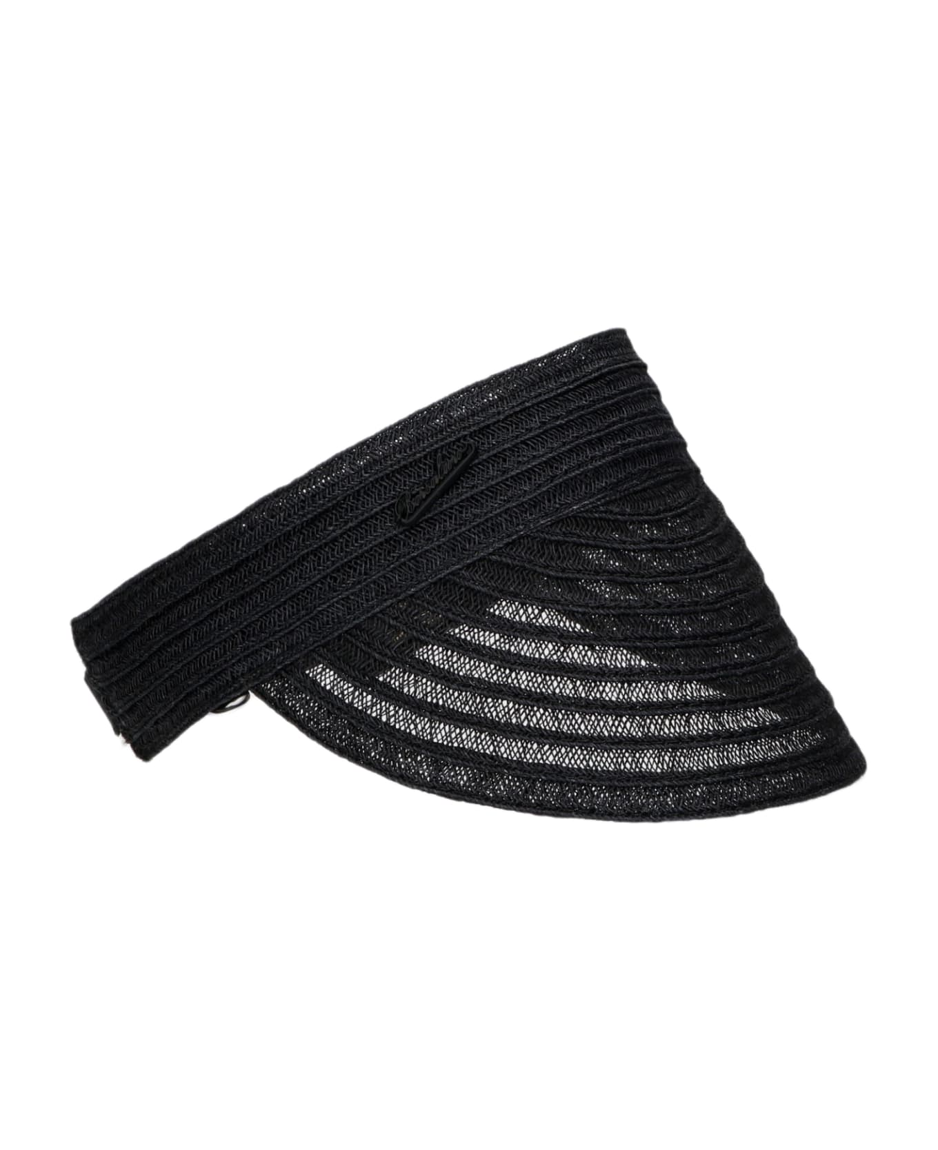 Borsalino Lella Visor In Braided Hemp - BLACK 帽子