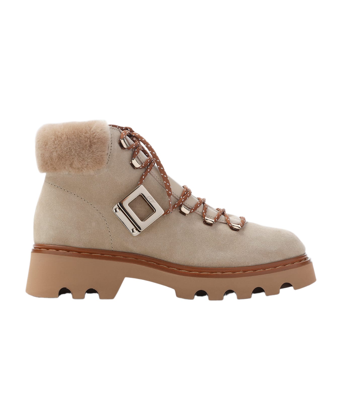 Roger Vivier Viv Rangers Track Fur Boots - Beige Scuro