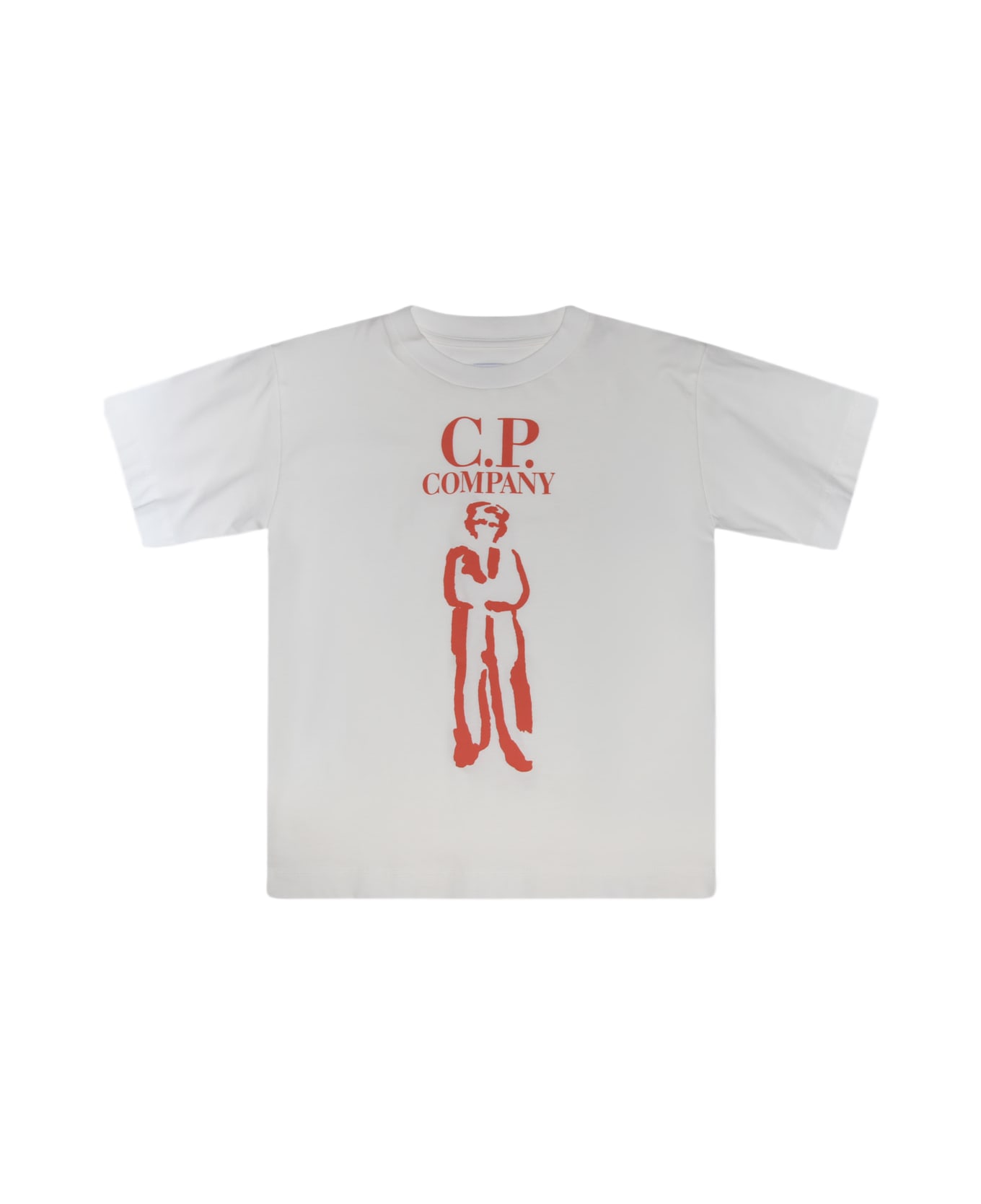 C.P. Company White And Orange Cotton T-shirt - GAUZE WHITE