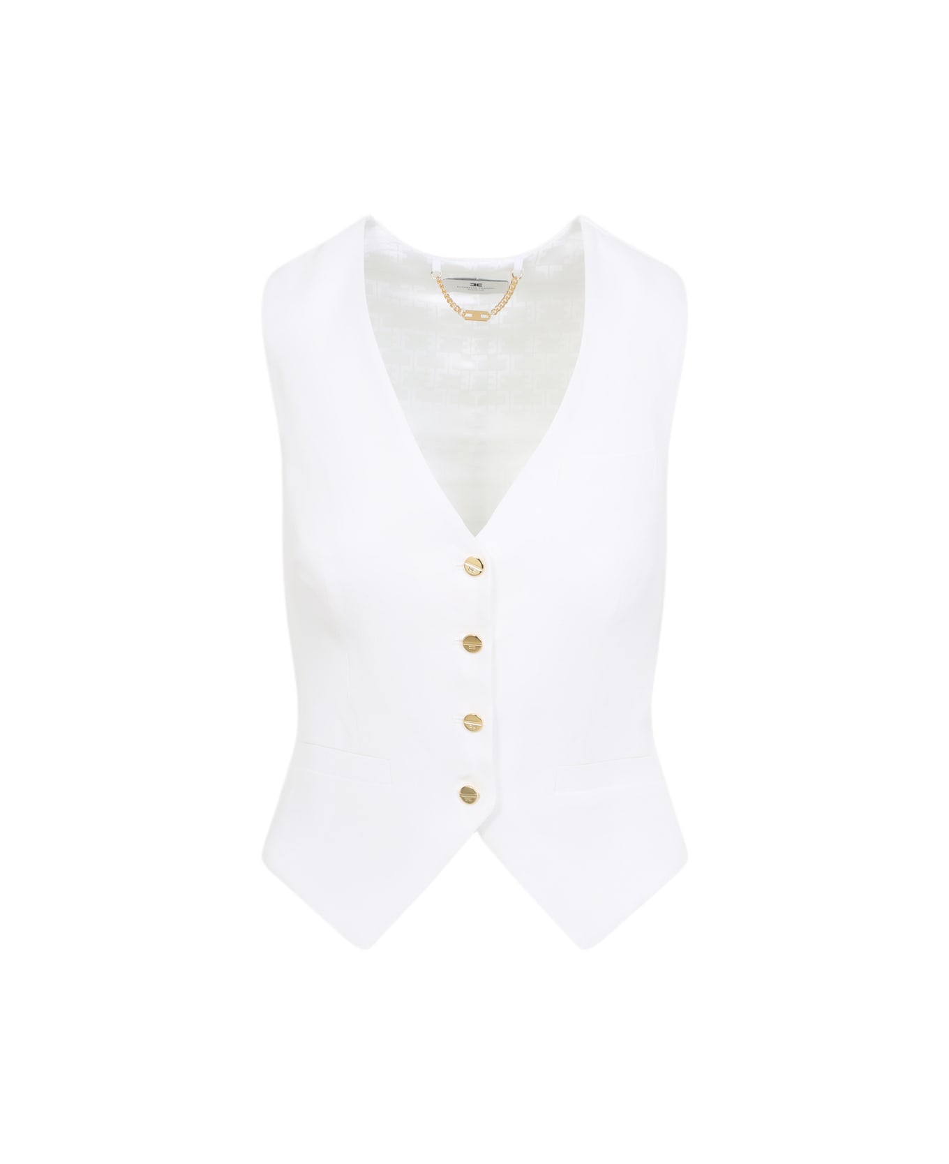 Elisabetta Franchi Linen Gilet - Avorio