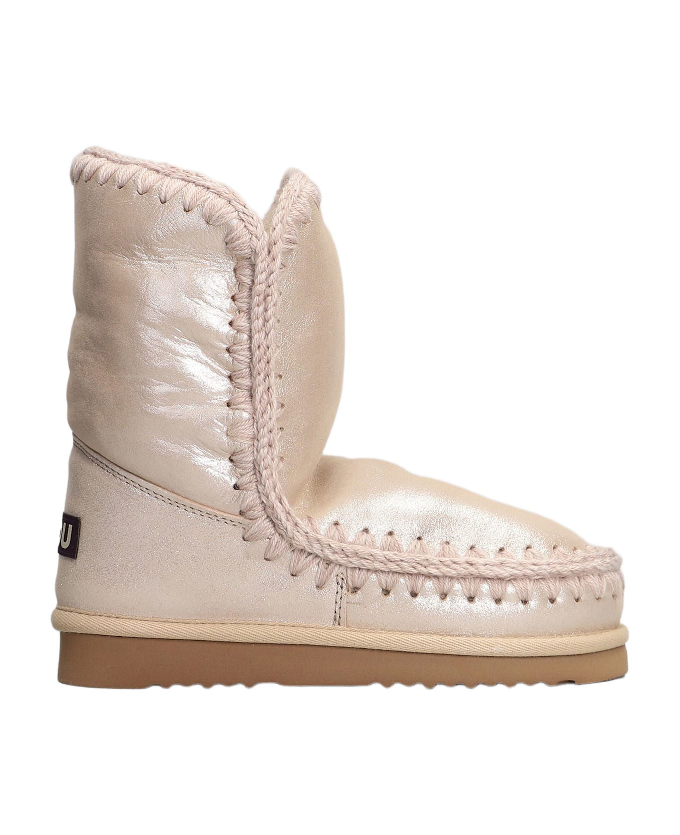 Mou Eskimo 24 Low Heels Ankle Boots In Rose-pink Glitter - rose-pink