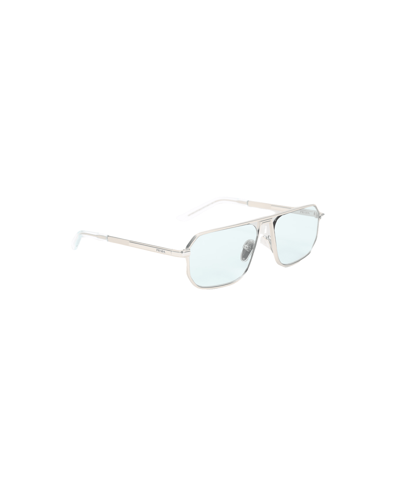 Prada Eyewear Iconic Plaque Sunglasses - N Matte Silver Azur