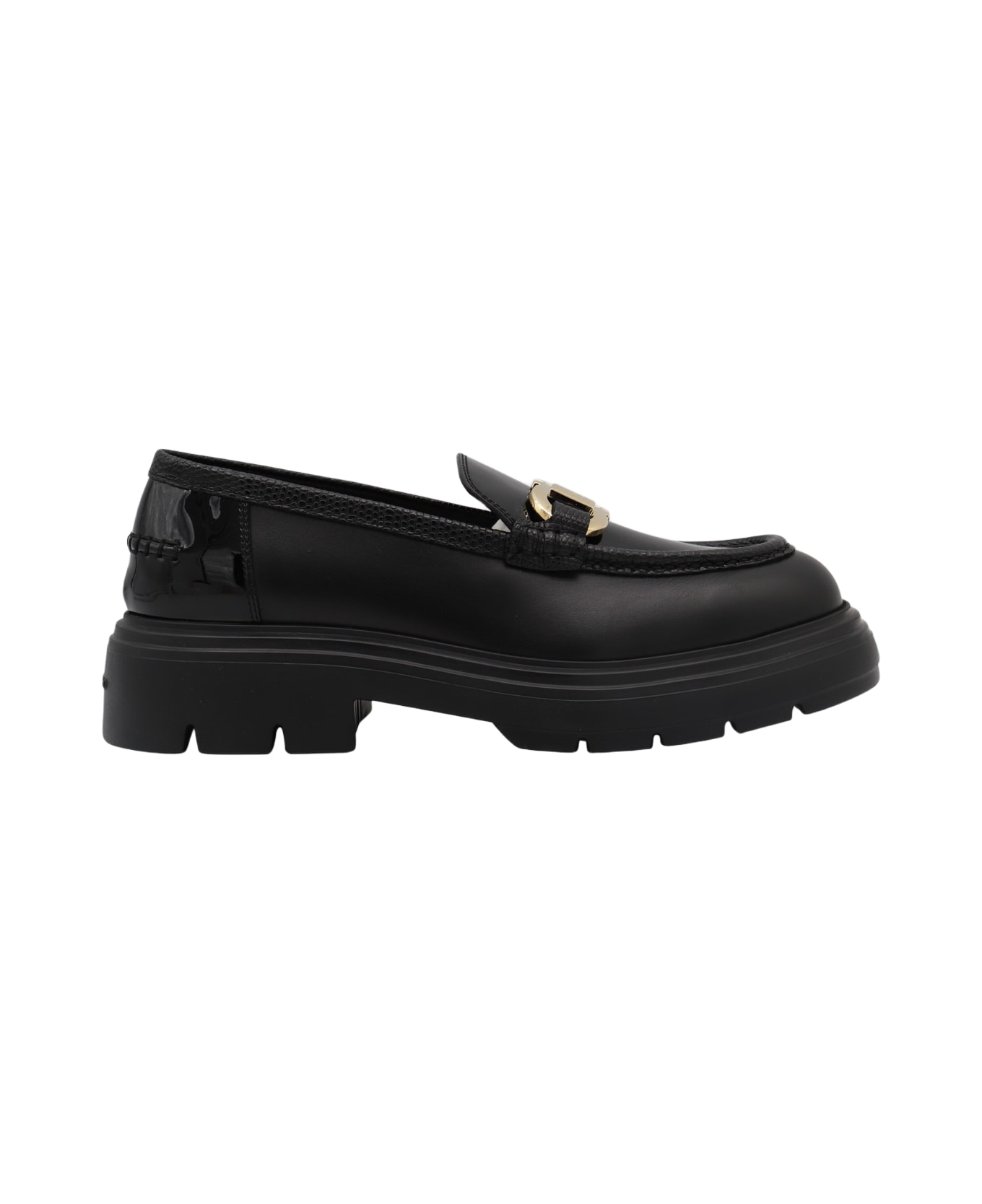 Ferragamo Black Leather Loafers