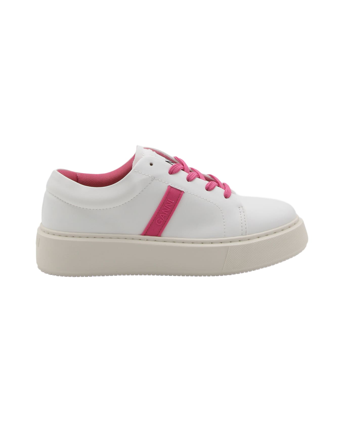 Ganni Shoking Pink Low Top Sneakers - shoking pink ウェッジシューズ