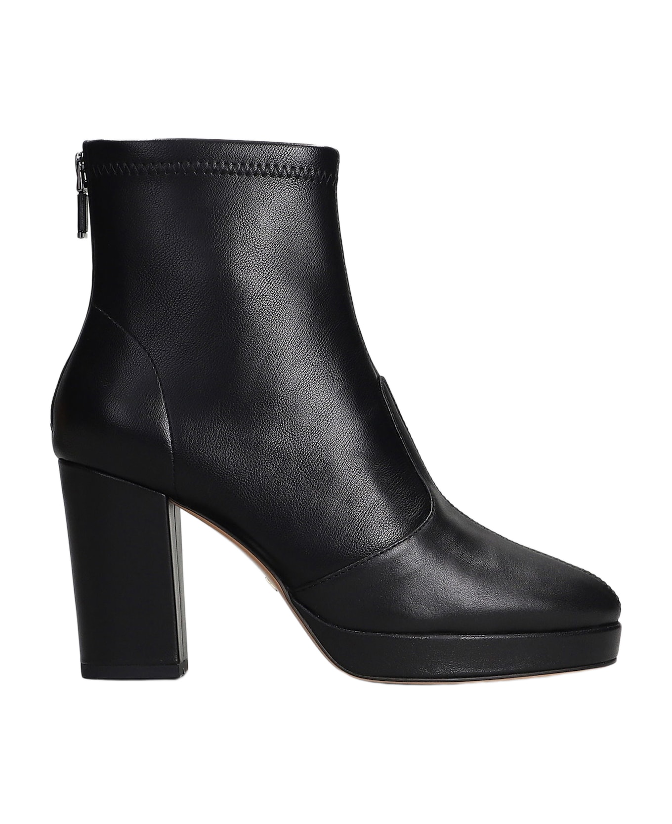 Lola Cruz High Heels Ankle Boots In Black Leather - black