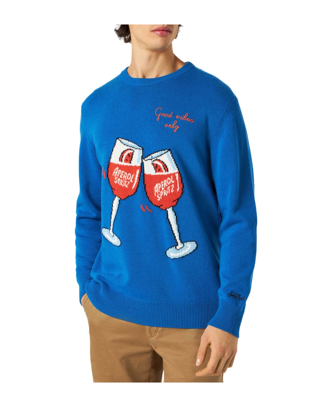 MC2 Saint Barth Man Sweater With Aperol Spritz Print | Aperol Special Edition - BLUE