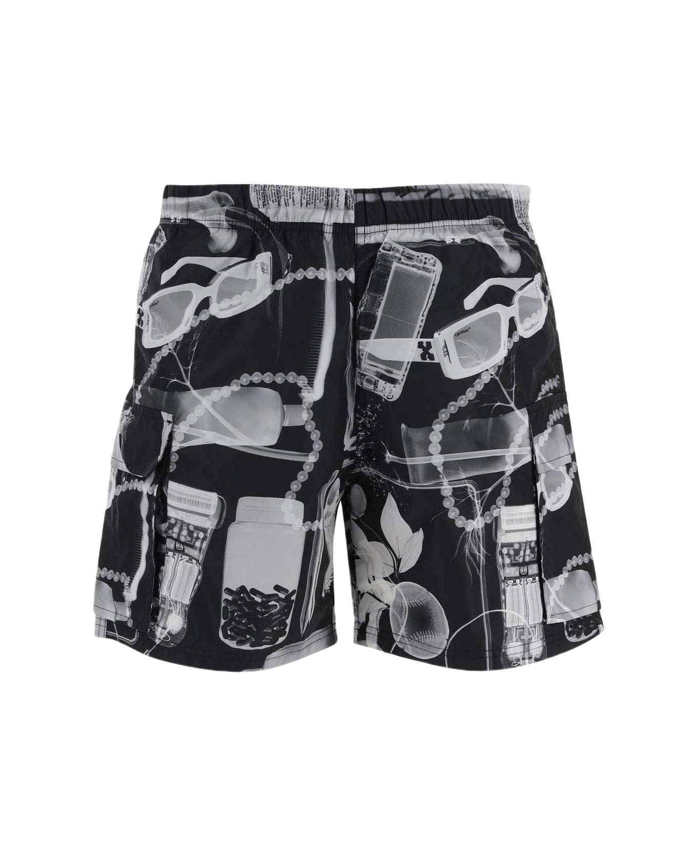 Off-White Swimsuit With Graphic Pattern - Black