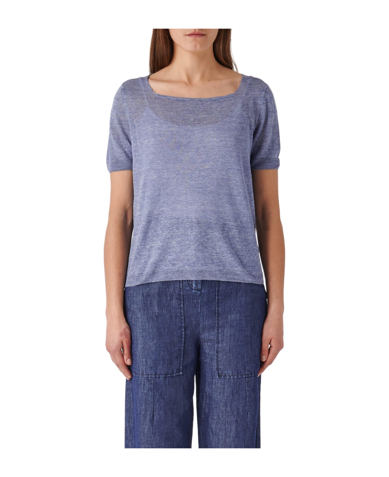 Gran Sasso Linen Sweater - DENIM Tシャツ