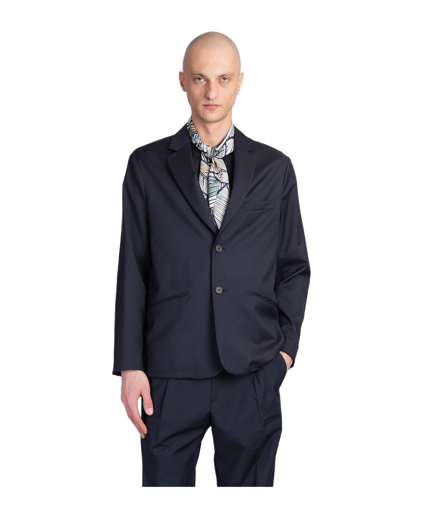 Emporio Armani Blazer In Blue Wool - blue