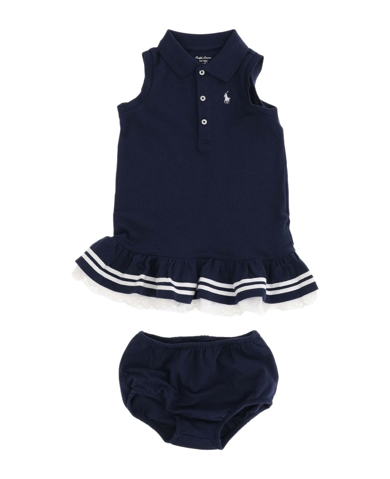Polo Ralph Lauren Stretch Cotton Two-piece Set With Logo - Blue ワンピース＆ドレス