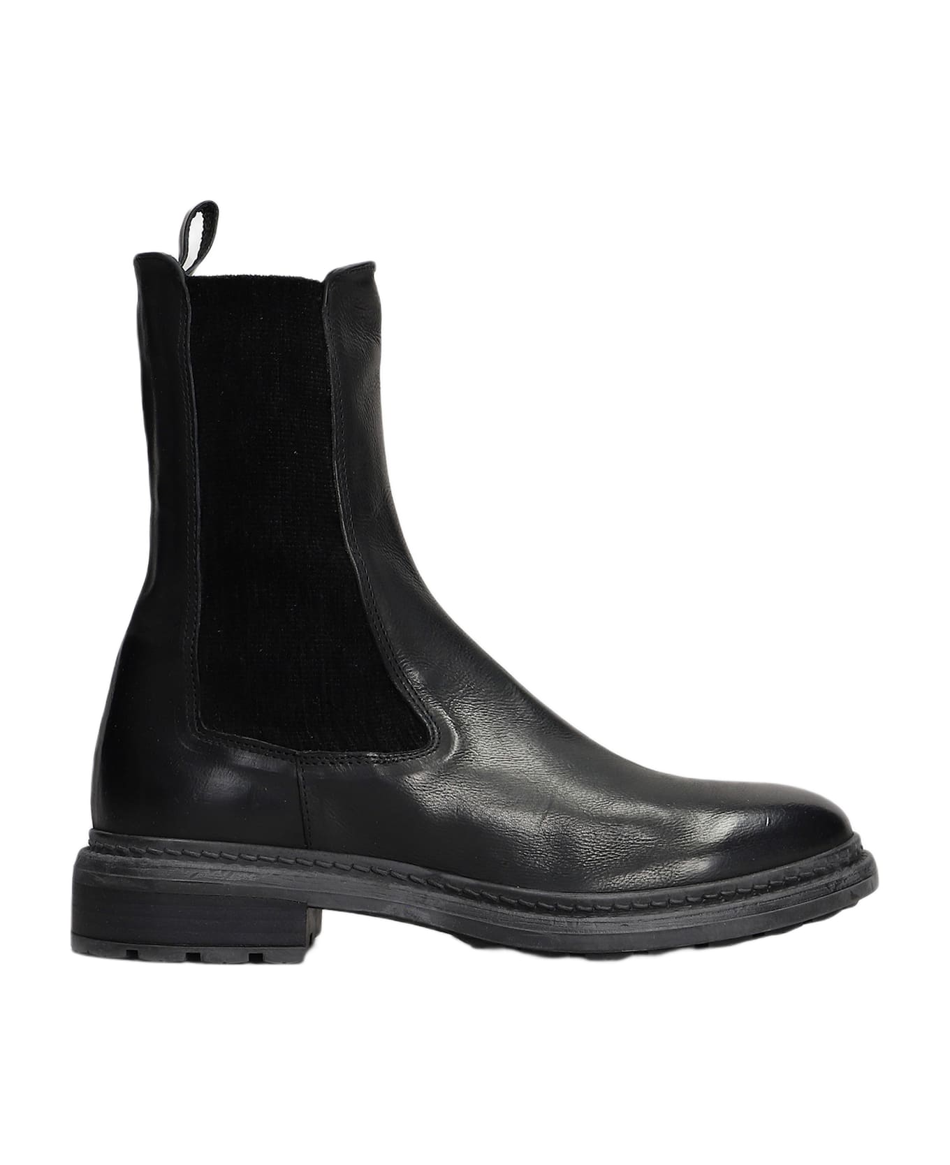 Julie Dee Combat Boots In Black Leather - black