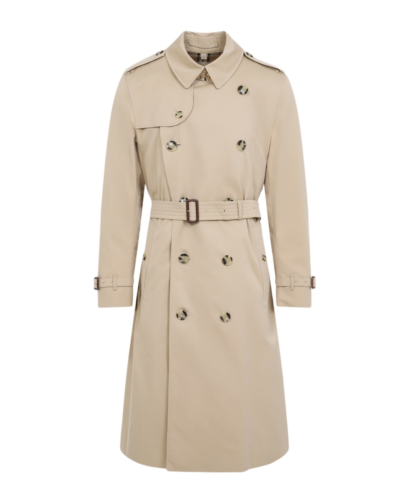 Burberry Kensington Long Cotton Trench - Honey