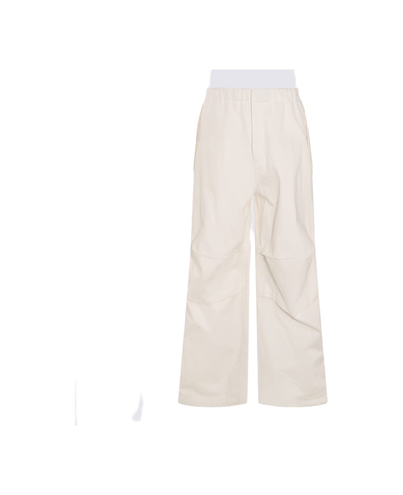 Jil Sander White Cotton Pants - PORCELAIN