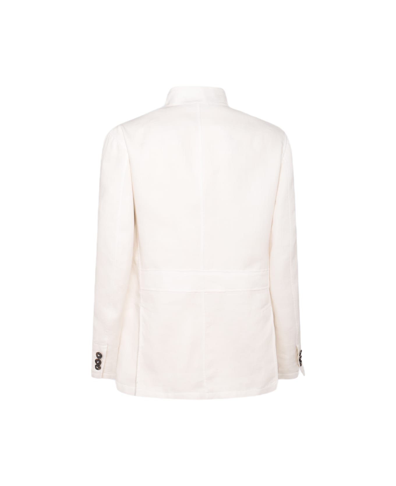 Brioni White Leather Casual Jacket - White ブレザー
