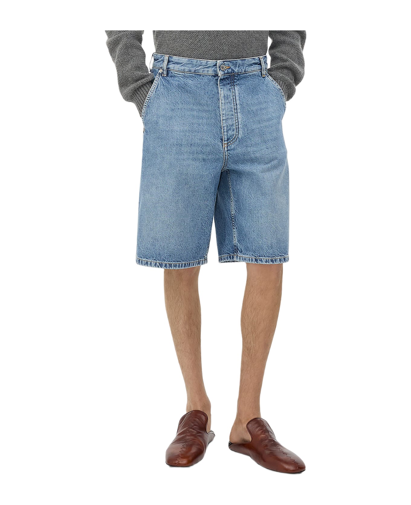 Bottega Veneta Bermuda Cargo Denim - Clear Blue