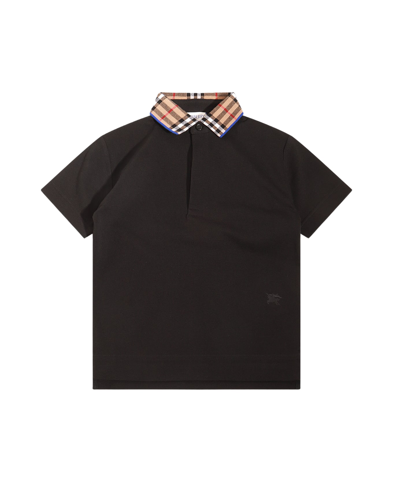 Burberry Black And Archive Beige Cotton Polo Shirt - Black