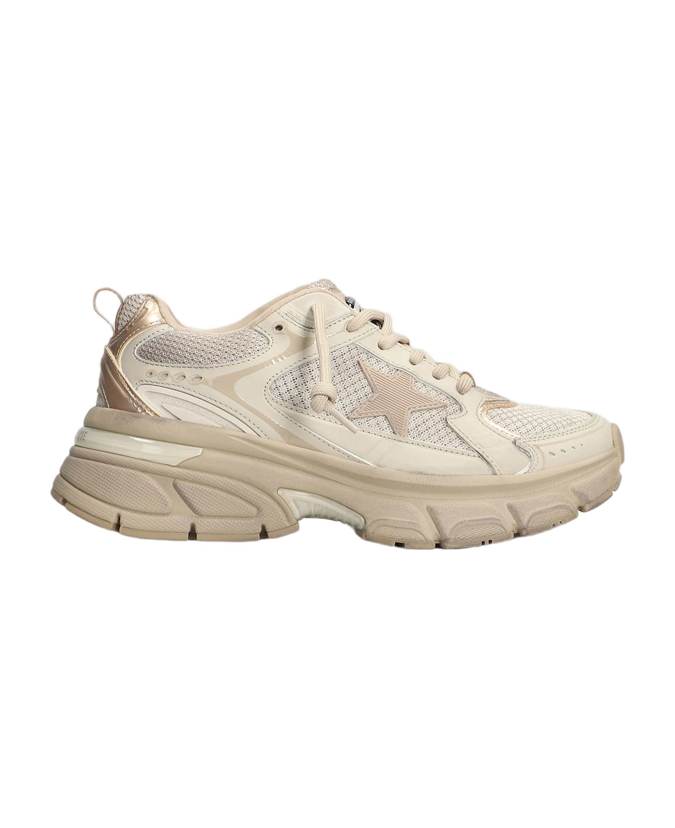 Golden Goose Light Star Sneakers In Taupe Leather And Fabric - taupe