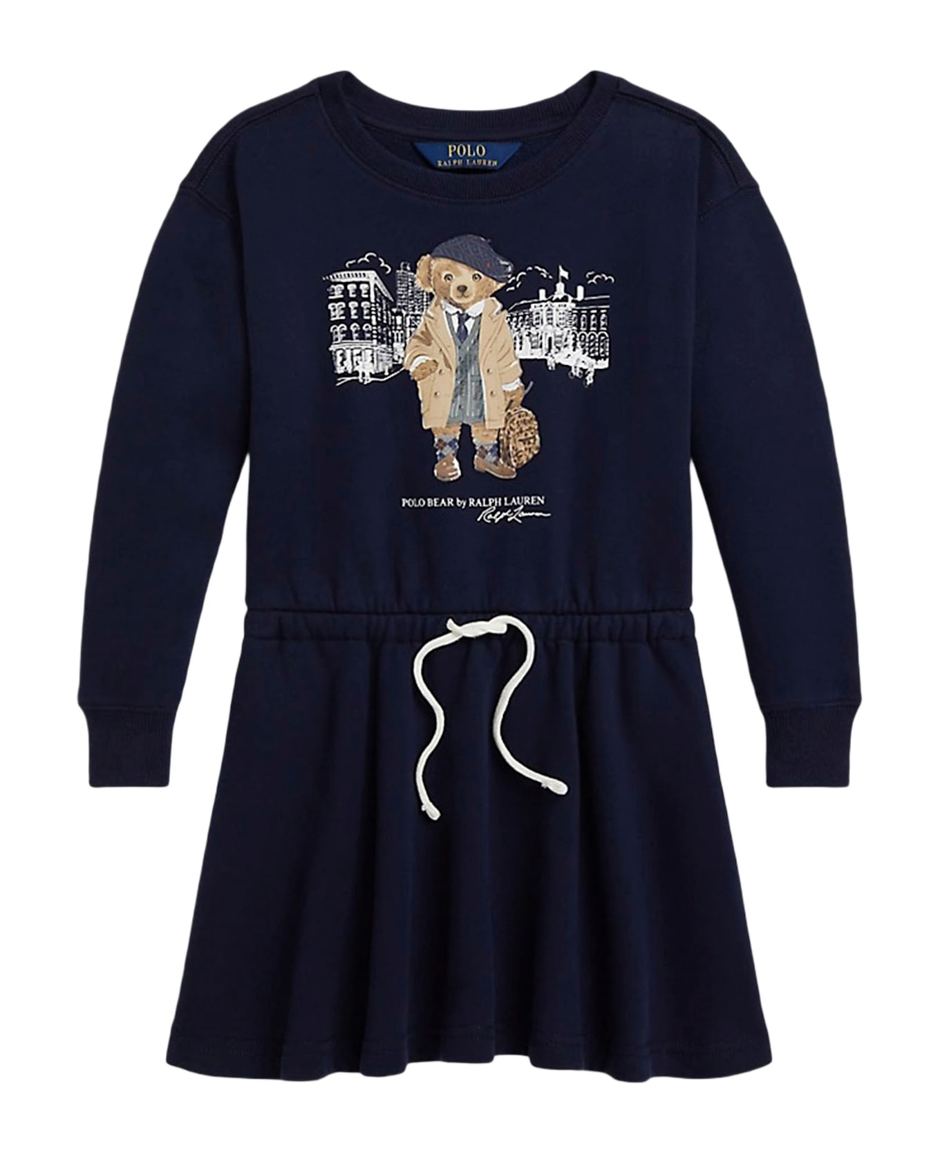 Polo Ralph Lauren Cotton Blend Dress With Polo Bear Print - Blue