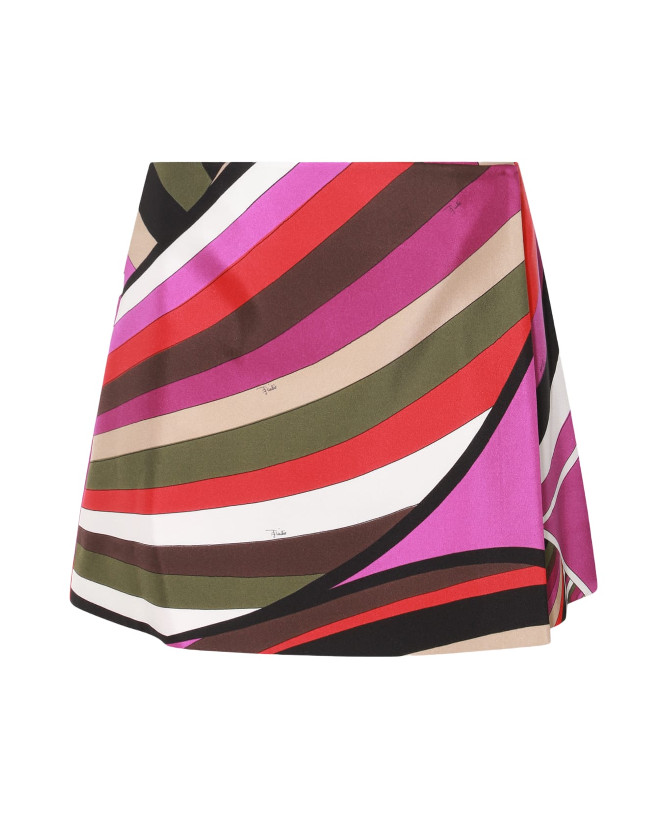 Pucci Multicolor Silk Skirt - KHAKI/FUXIA スカート