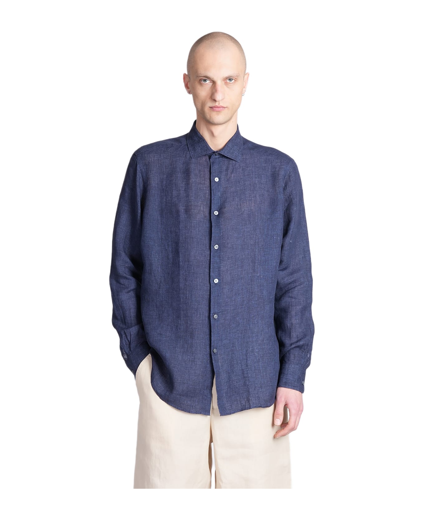 Zegna Shirt In Blue Cotton - blue