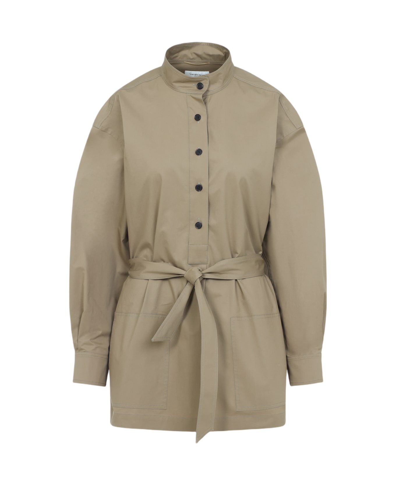 Saint Laurent Camel Poplin Blouse - SABLE MOUILLE