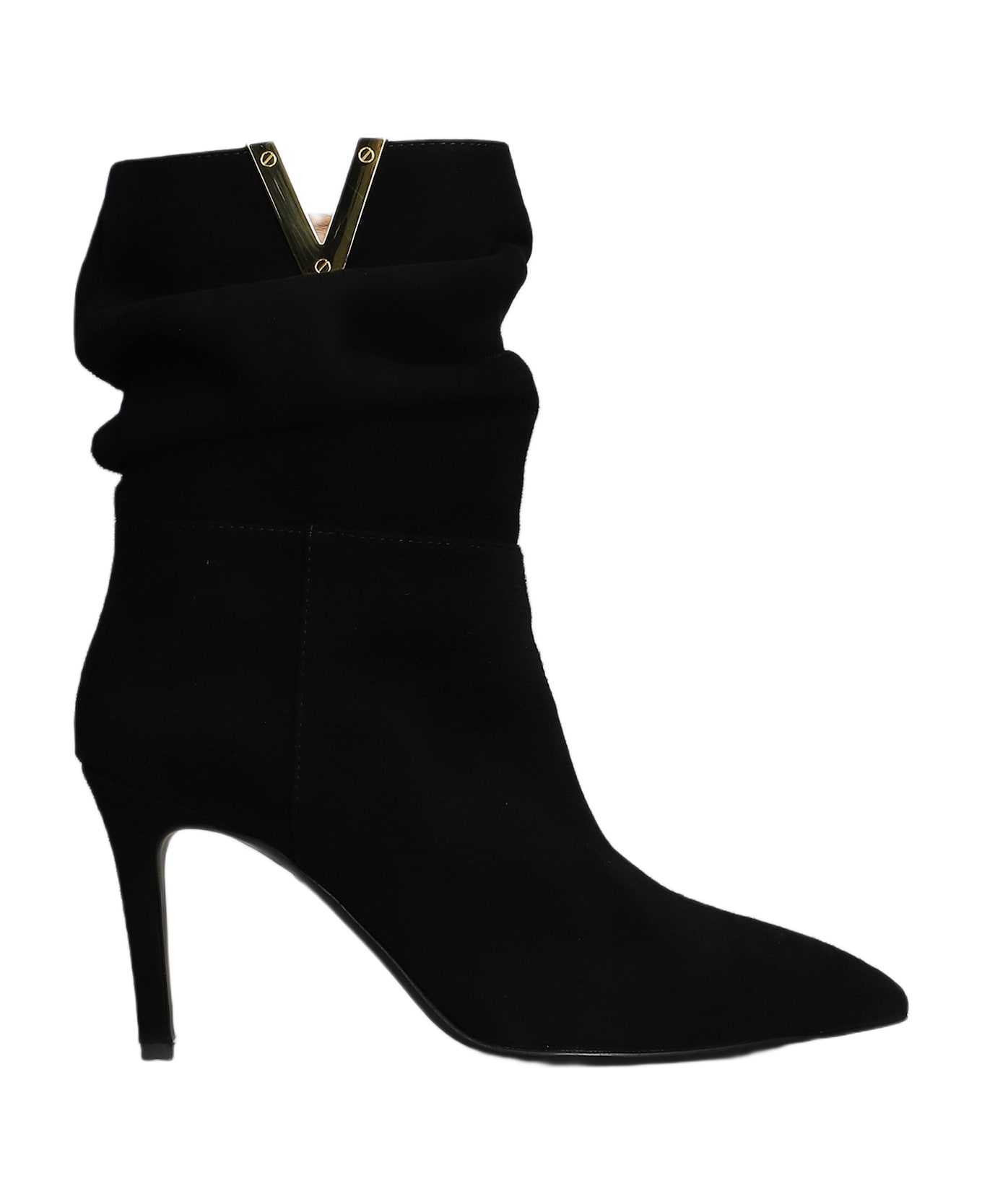 Via Roma 15 High Heels Ankle Boots In Black Suede - black