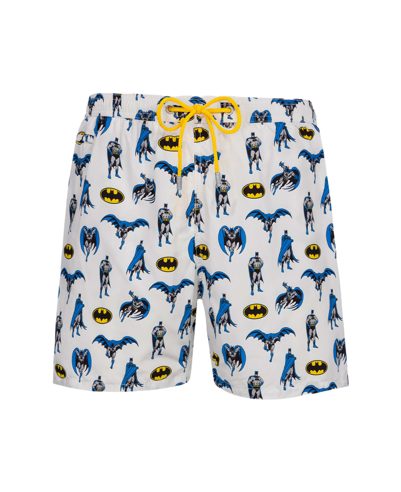 MC2 Saint Barth Man Lightweight Fabric Swim-shorts Lighting Micro Fantasy With Batman Print | Batman Special Edition - WHITE
